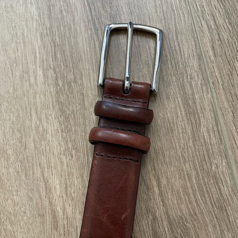 Vintage polo Ralph Lauren Italian leather belt 34” stiff overall good - Picture 2 of 4